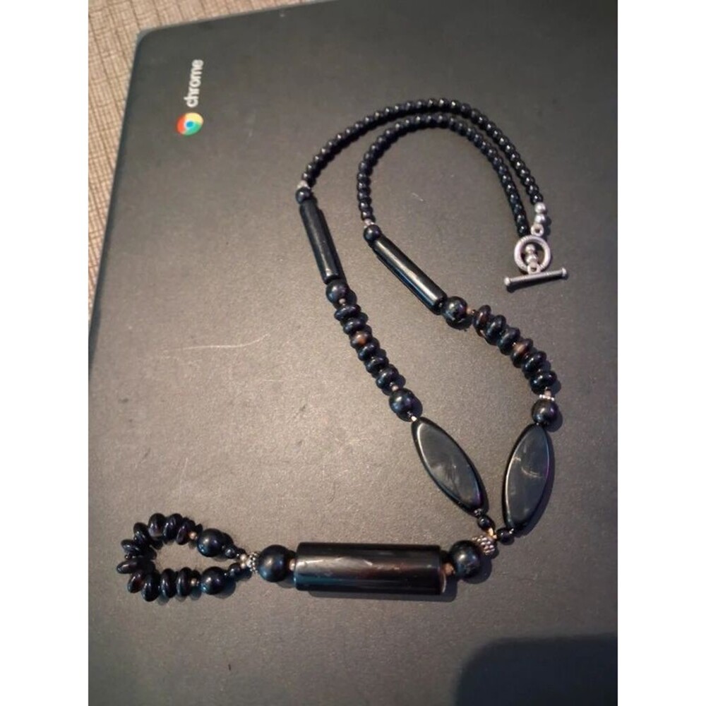 Handmade toggle clasp possible victorian mourning necklace